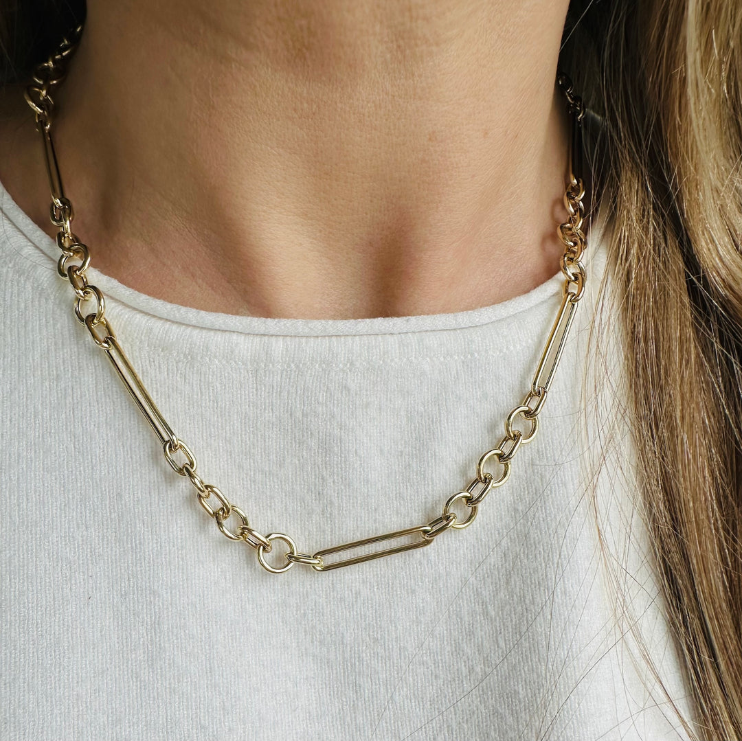 Multi Round Oblong Chain Necklace