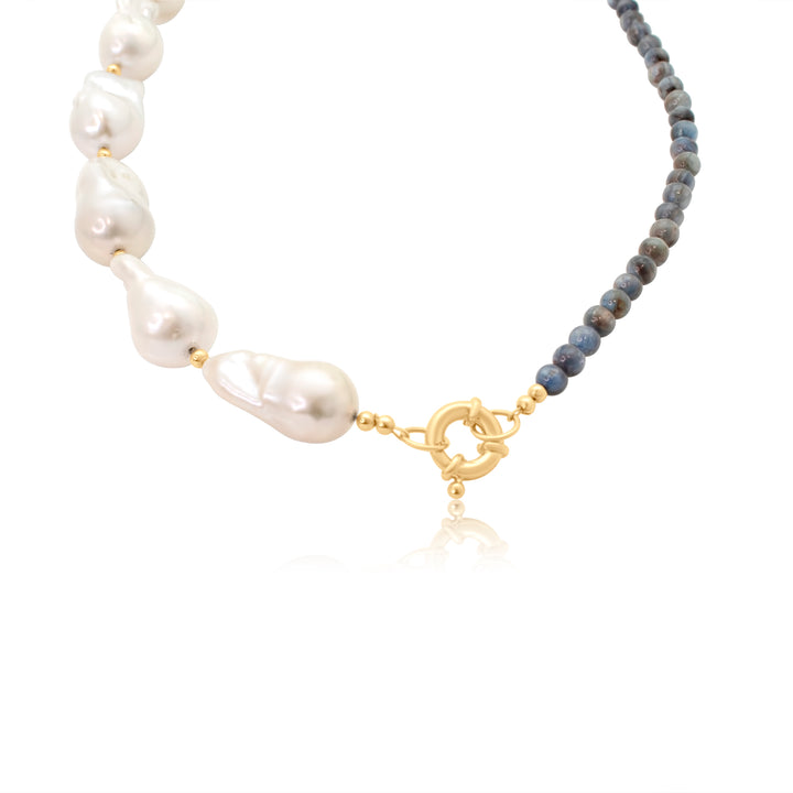 Gold Pearl Kyanite Necklace