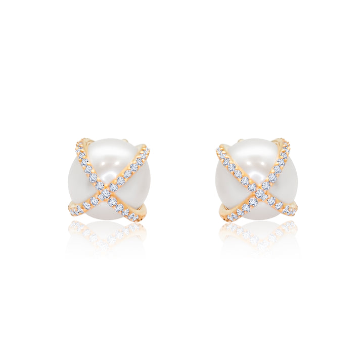 Diamond X Pearl Studs