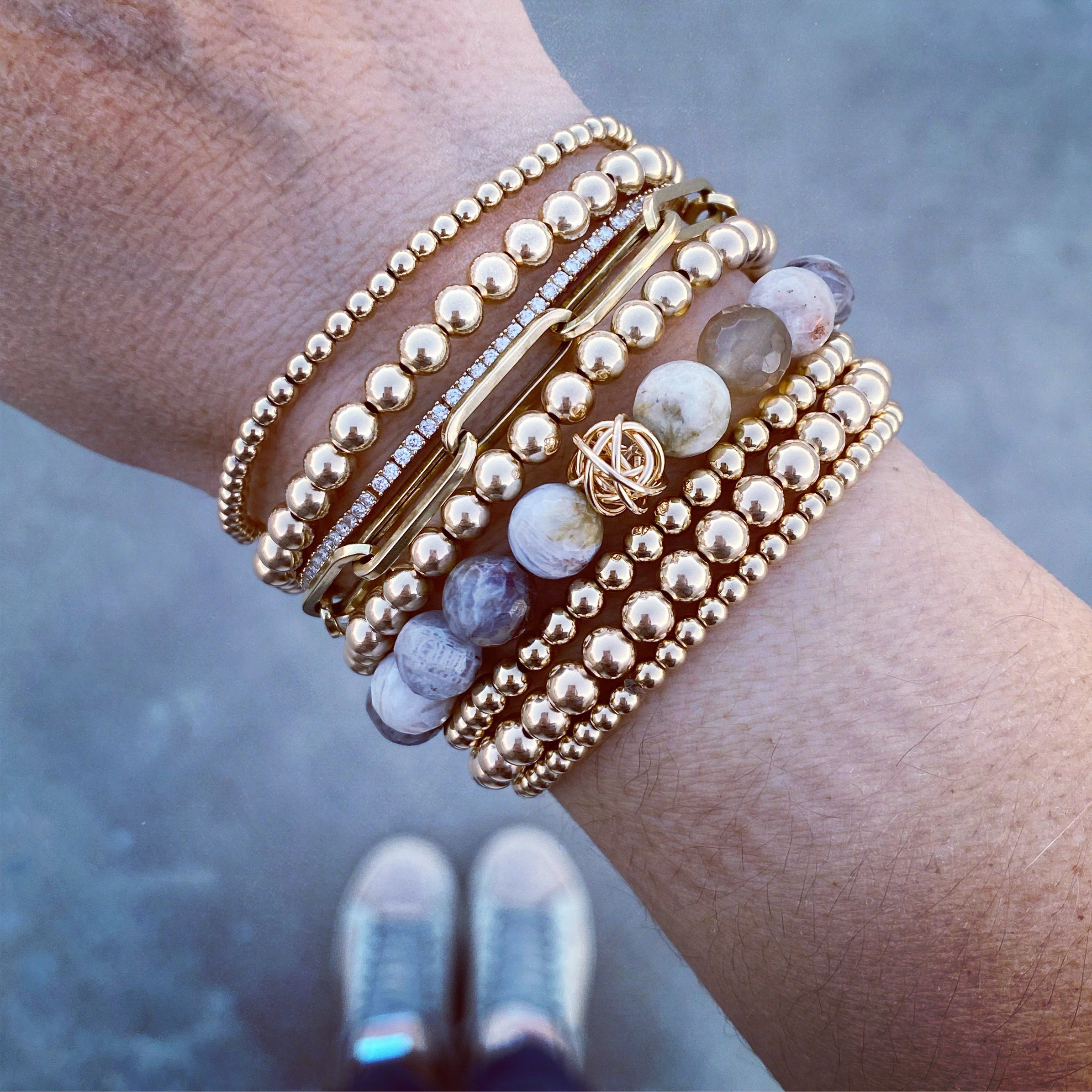 Evil Eye Gold Bead Bracelets – NOA Jewels