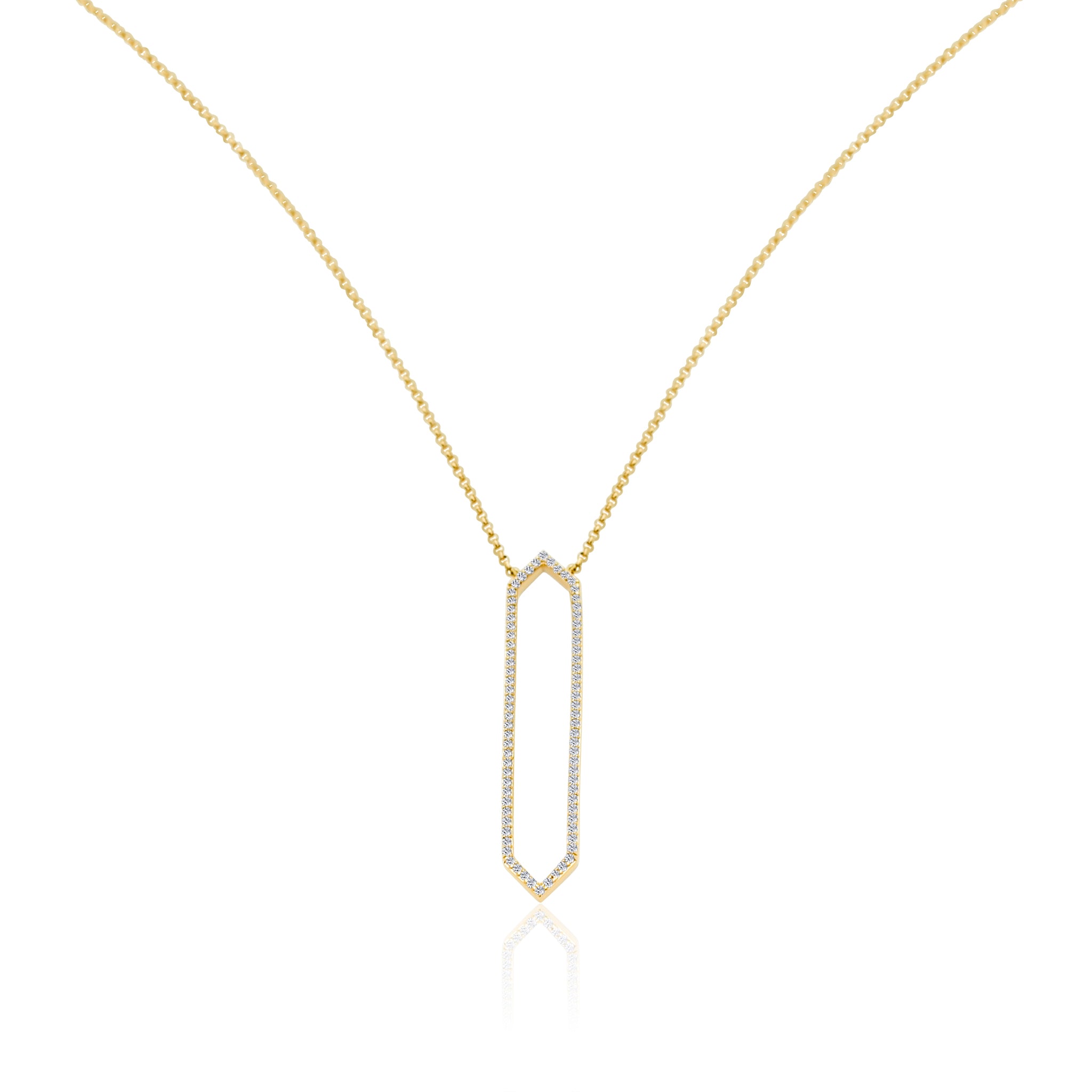 Vertical 7 Diamonds Bar Necklace - 14K Rose Gold